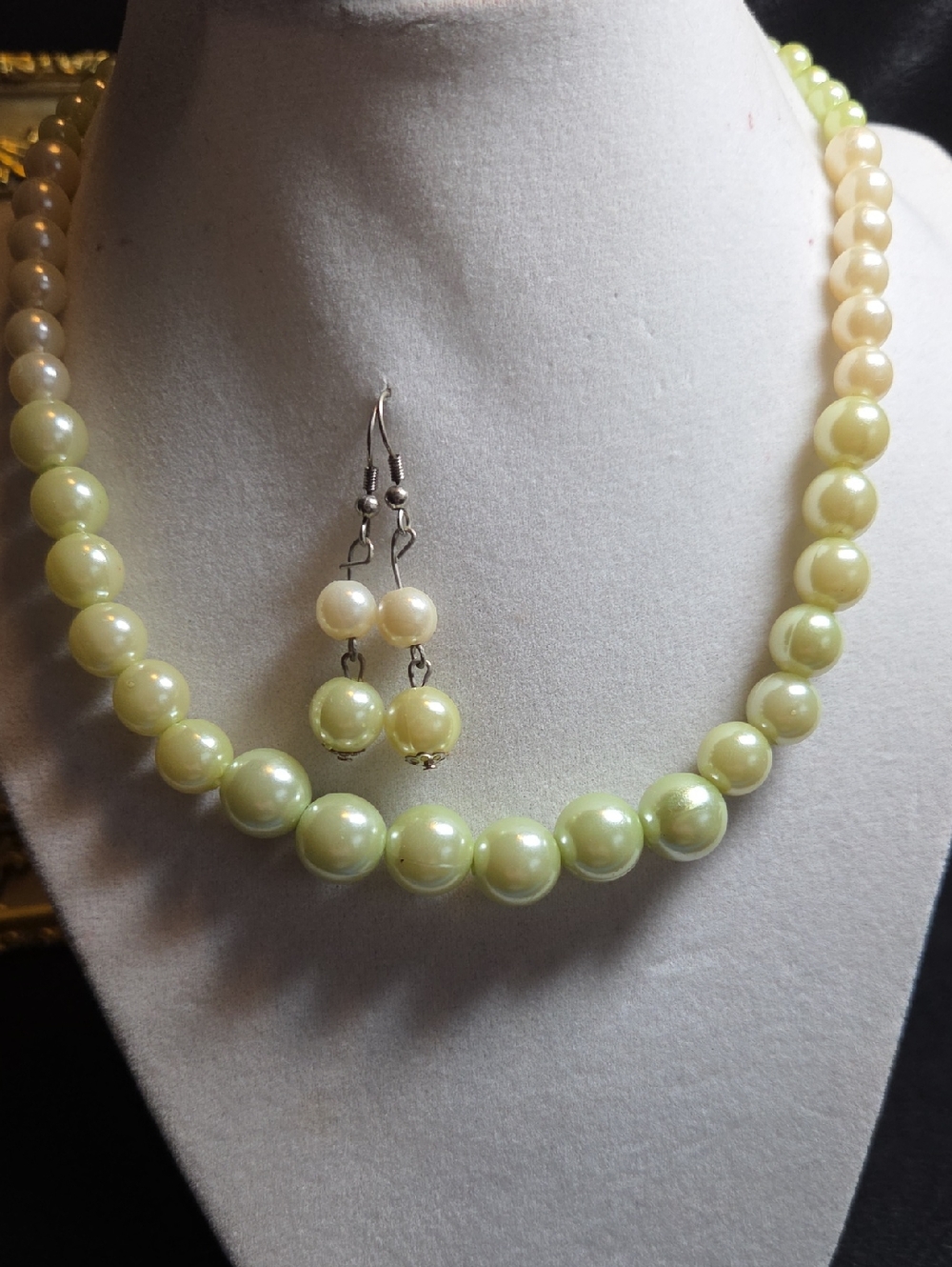 Classic Cream Pearl Necklace and Earring Set Perfect For Little Lady's Dress Up